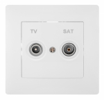 GUSI Bravo Розетка  TV+ SAT, оконечная, скрытая  установка,  с  одноместной  рамкой С1010-001. Цвет белый.