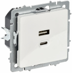 BRITE Роз. USB A+C 45Вт высокоск. зар. РЮ11-2-БрБ бел. IEK BRITE Роз. USB A+C 45Вт высокоск. зар. РЮ11-2-БрБ бел. IEK