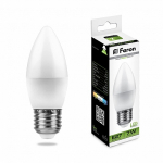 Лампа светодиодная, (7W) 230V E27 4000K C37, LB-97