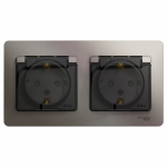Розетка 2гн с З/К с крыш. шторки с/у платина в сборе 16А IP44 Glossa Systeme Electric  (1/10/60)