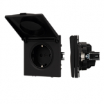 Механизм розетки влагозащищённый SCT-NOBE-MCP-SFPL-BK (230V, 16A) (Arlight, Черный оникс)