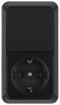 Блок розетка с выключателем Intro Quadro 2-705-05 вертикальный 10-16-А-250В IP20 ОУ антрацит