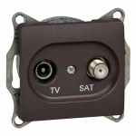 Розетка 2гн ТВ+спутник TV+SAT оконечная с/у шоколад механизм Glossa Systeme Electric  (1/10)