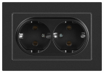 Розетка Intro Accent 6-205-07 , 2X2P+E Schuko, 16А-250В, IP20, СУ, AL/CU, графит