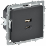 BRITE Роз. USB A+C 45Вт высокоск. зар. РЮ11-2-БрГ граф. IEK