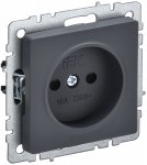 Розетка 1гн без З/К шторки с/у графит механизм 10А РСш10-2-БрГ BRITE IEK (10/100)