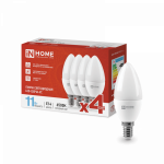 Лампа светодиодная LED-СВЕЧА-VC 4PACK 11Вт 230В Е14 6500К 1050Лм (4шт./упак) IN HOME Лампа светодиодная LED-СВЕЧА-VC 4PACK 11Вт 230В Е14 6500К 1050Лм (4шт./упак) IN HOME