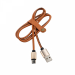 Кабель USB-Type-C 2 A, 1 м, коричневая кожаная оплетка REXANT