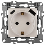 Розетка ЭРА Серия 12 12-4108-15 2P+E 16A-250В со шторками с USB type-A+C 5В-3А перламутр