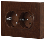 Розетка Intro Accent 6-205-10 , 2X2P+E Schuko, 16А-250В, IP20, СУ, AL/CU, венге