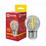 Лампа светодиодная LED-ШАР-deco 15Вт 230В Е27 3000К 1435Лм прозрачная IN HOME Лампа светодиодная LED-ШАР-deco 15Вт 230В Е27 3000К 1435Лм прозрачная IN HOME