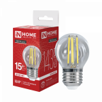 Лампа светодиодная LED-ШАР-deco 15Вт 230В Е27 4000К 1435Лм прозрачная IN HOME Лампа светодиодная LED-ШАР-deco 15Вт 230В Е27 4000К 1435Лм прозрачная IN HOME