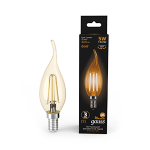 Лампа светодиод 5Вт Свеча на ветру 400Лм 2700К Е14 золото LED Gauss Filament 1/10/50