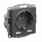 Розетка 1гн с З/К+2хUSB с/у базальт механизм 16А AtlasDesign Systeme Electric (1/10)