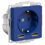 Розетка 1гн с З/К+2хUSB А с/у аквамарин AtlasDesign Systeme Electric (1/10)