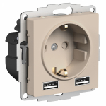 Розетка 1гн с З/К+2хUSB А с/у песочный AtlasDesign Systeme Electric (1/10)