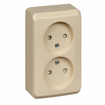 Розетка 2гн без З/К шторки о/у крем 16А IP20 Этюд Schneider Electric