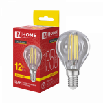 Лампа светодиодная LED-ШАР-deco 12Вт 230В Е14 3000К 1350Лм прозрачная IN HOME