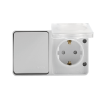 Блок 1кл + 1гн с З/К с крыш. шторки о/у белый IP54 AtlasDesign Profi54 Systeme Electric(1/6/48)