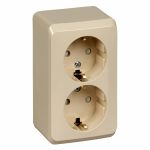 Розетка 2гн с З/К шторки о/у крем 16А IP20 Этюд Schneider Electric