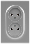 Розетка ЭРА Arktik 16-2107-03 без заземления двойная 2X2P 16А-250В алюминий Розетка ЭРА Arktik 16-2107-03 без заземления двойная 2X2P 16А-250В алюминий