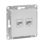 Розетка/коробка коммуникационная крепление в распор и на шурупах 2х rj45 5e алюминий EKF Эпика