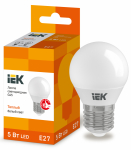 Лампа светодиод 5Вт шар Е27 3000К 450Лм матовая IEK (10/100)