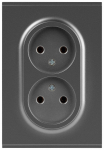 Розетка ЭРА Arktik 16-2107-06 без заземления двойная 2X2P 16А-250В графит