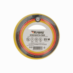 Изолента желтая 15/25м толщина 0,13мм ПВХ KRANZ (5/5/200)