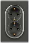 Розетка ЭРА Arktik 16-2105-06 двойная с заземлением 2X2P+E Schuko со шторками 16А-250В графит