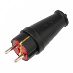 Вилка влагозащищенная прямая COMPACT, с/з, 16А, IP44 каучук, черная REXANT