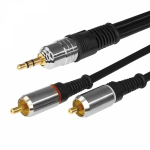 Шнур 3. 5 Stereo Plug - 2RCA Plug 3М (GOLD) - металл REXANT (10/100)