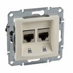 Розетка 2гн комп+комп RJ45+RJ45 с/у крем механизм кат.5е Sedna Schneider Electric (1/10)