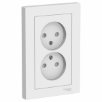 Розетка 2гн без З/К шторки с/у белый в сборе 16А AtlasDesign Systeme Electric