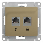Розетка 2гн комп+ТФ RJ45+RJ11 с/у титан механизм кат.5е Glossa Systeme Electric  (1/10)