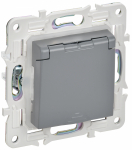 Розетка 1гн с З/К с крыш. шторки с/у серый механизм 16А IP44 SK-R11Gr SKANDY IEK (1/10/100)