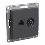 Розетка 2гн комп+ТВ RJ45+TV с/у базальт механизм кат.5е AtlasDesign Systeme Electric (1/5)