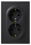 Розетка ЭРА Galaxy 15-2104-05 с заземлением двойная 2X2P+E Schuko 16А-250В IP20 антрацит