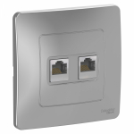 Розетка 2гн комп+комп RJ45+RJ45 с/у алюминий кат.5е Blanca Schneider Electric