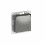 ATLASDESIGN РОЗЕТКА с заземл. со шторками с крышкой, 16А, IP20, механизм, СТАЛЬ