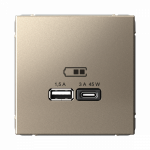 Розетка 2гн USB+USB A+C с/у шампань механизм высокоскор.заряд. QC PD ArtGallery Systeme Electric (1/8/16) Розетка 2гн USB+USB A+C с/у шампань механизм высокоскор.заряд. QC PD ArtGallery Systeme Electric (1/8/16)