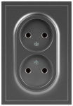 Розетка ЭРА Galaxy 15-2107-06 без заземления двойная 2X2P 16А-250В IP20 графит Розетка ЭРА Galaxy 15-2107-06 без заземления двойная 2X2P 16А-250В IP20 графит