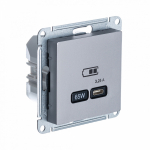 Розетка 1гн USB C с/у сталь механизм высокоскор.заряд. QC PD AtlasDesign Systeme Electric