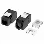 Модуль Кейстоун (Keystone) RJ45 CAT6 неэкранированный, 180 градусов, безынструментальный монтаж (Toolless), чёрный (применим с инструментом RT)