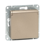 Механизм розетки, 16А, IP44, с заземлением, со шторками, c крышкой, шампань Эпика EKF