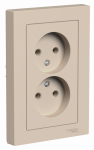 Розетка 2гн без З/К с/у песочный в сборе AtlasDesign Systeme Electric (1/15)