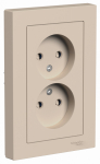 Розетка 2гн без З/К шторки с/у песочный в сборе 16А AtlasDesign Systeme Electric