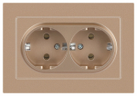 Розетка Intro Accent 6-205-04 2X2P+E Schuko, 16А-250В, IP20, СУ, AL/CU, шампань