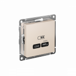 Розетка 1гн typeС с/у бежевый механизм высокоскор.заряд. QC PD AtlasDesign Systeme Electric