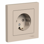 Розетка 1гн с З/К шторки с/у песочный в сборе 16А AtlasDesign Systeme Electric